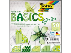 Folia Origami Kağıdı 15x15 cm. 5 Desen 50 Yaprak Basic Yeşil