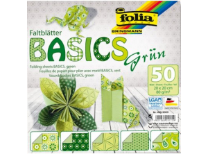 Folia Origami Kağıdı 20x20 cm. 5 Desen 50 Yaprak Basic Yeşil