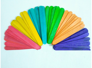 Puti Büyük Renkli Ahşap Dil Çubuğu 50'li Paket